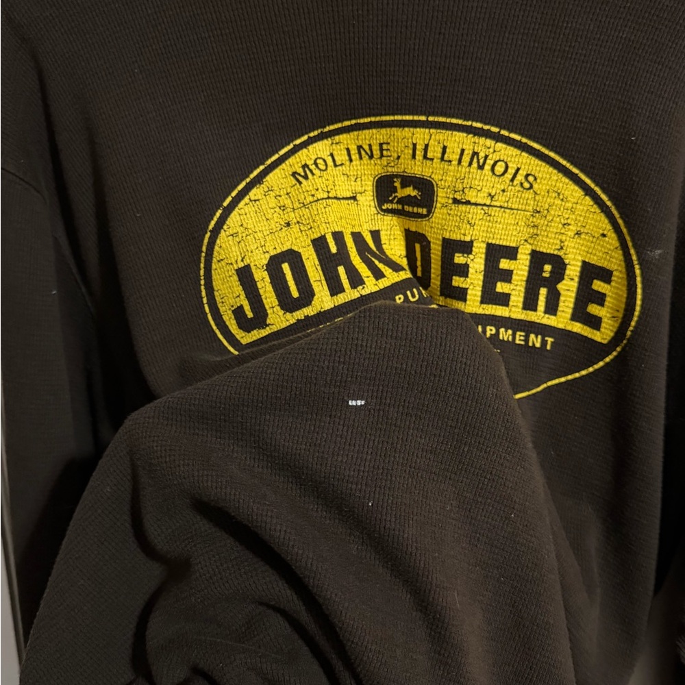 John Deere Waffle Knit Thermal Long Sleeve Mens Tractor Farmer Brown Size Large - Picture 3 of 7